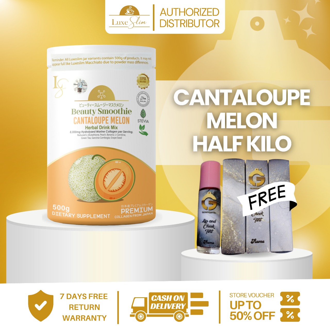 LUXE SLIM CANTALOUPE MELON 500g (1/2 kilo)